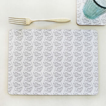 Set Of Dove Grey Cow Parsley Placemats, 3 of 4