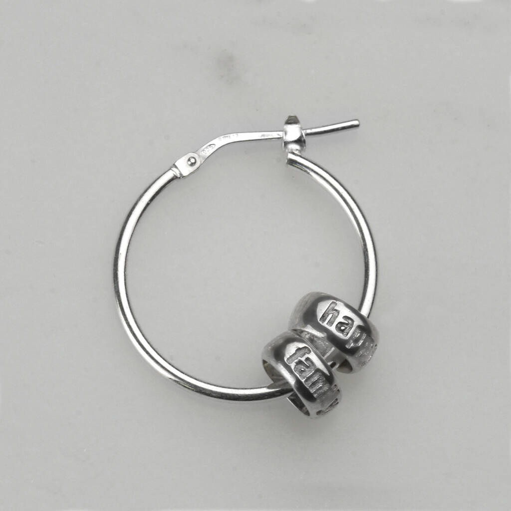 Hoop Earrings With Charms Personalised Word Jewellery By The London