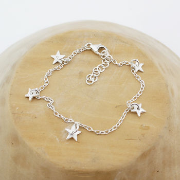 Sterling Silver Star Charm Bracelet, 3 of 6