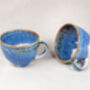 Blue Set Of Two Porcelain Tea Cup With Saucer, thumbnail 7 of 11