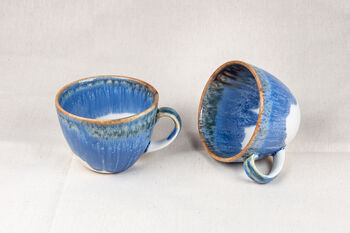 Blue Set Of Two Porcelain Tea Cup With Saucer, 7 of 11