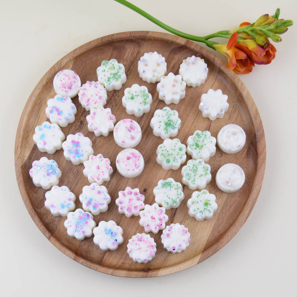 Gold And Silver Glitter Flower Wax Melts By Chalk and Cheese Candles and Wax Melts