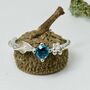 Silver Leaf Ring, Ariel Gemstone Diamond Ring, thumbnail 2 of 11