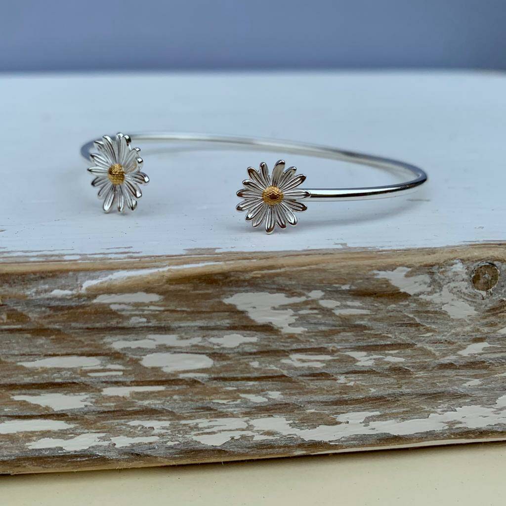 Sterling Silver Daisy Bangle By Nest