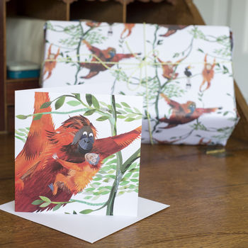 'Swinging Orangutans' Lux, Recycled Wrapping Paper Pack, 7 of 8