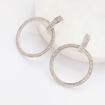 Crystal Encrusted Silver Hoop Earrings, 2 of 6