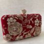 Red Handcrafted Velvet Clutch Bag, thumbnail 1 of 10