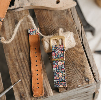 'Dia De Muertos' Handmade, Leather Smartwatch Strap, 7 of 9