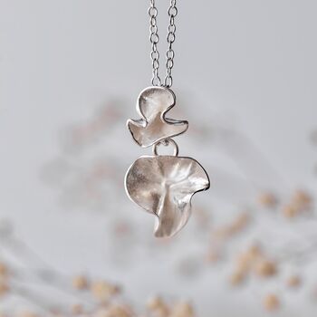 Sterling Silver Double Blossom Necklace, 3 of 5