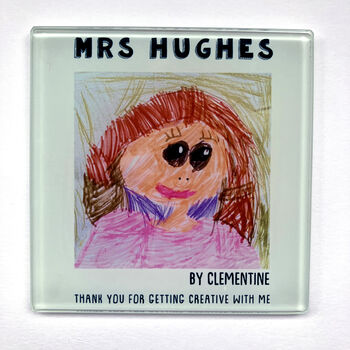 Personalised Child's Drawing Teacher Glass Coaster, 3 of 5