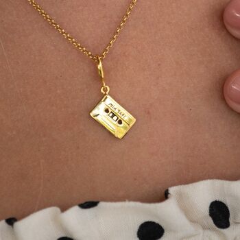 Cassette Tape Necklace, Sterling Silver Or Gold Plated, 2 of 11