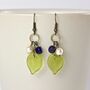 Silver Or Bronze Blue And Green Flower Earrings, thumbnail 2 of 9