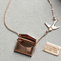 Engraved Secret Message Envelope Swallows Necklace, thumbnail 6 of 12