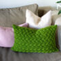 Contemporary Lattice Knit Cushion Hand Knit In Emerald, thumbnail 5 of 5