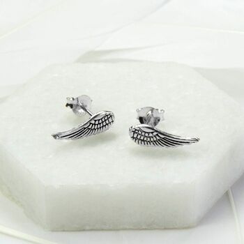 Sterling Silver And Gold Dove Wing Stud Earring Pack, 3 of 4