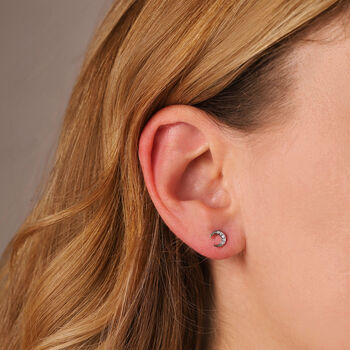 Crescent Moon Stud Earrings, 2 of 2
