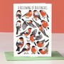 Bullfinches Watercolour Greeting Card, thumbnail 1 of 8