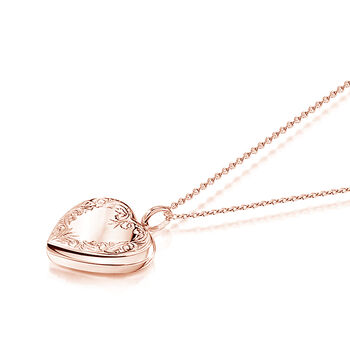 Personalised 18 K Rose Gold Plated Scroll Heart Locket, 5 of 12