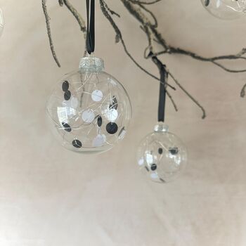 Set Of Six Monochrome Baubles Black And White Christmas Decor Bauble Set, 6 of 7