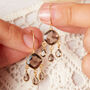 Brown Topaz Cut Gems Gold And Silver Dangly Earrings, thumbnail 4 of 11