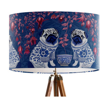Chinoiserie Pug Lampshade On Blue, 2 of 5