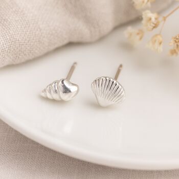 Sterling Silver Mismatched Shell Stud Earrings – 7mm, 3 of 9