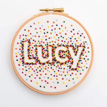 Personalised Rainbow Name Hand Embroidery Art, 3 of 4