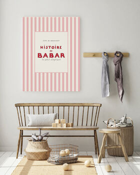 Babar The Elephant Pink Nursery Art Print, 3 of 3