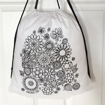 Pe Kit School Pump Bag To Colour In With Flowers, 2 of 6