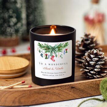 Auntie And Uncle Personalised Christmas Candle Handmade Holiday Gift, 6 of 8
