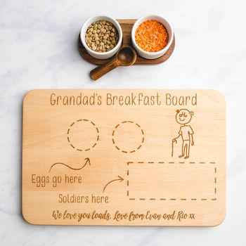 Personalised Egg And Soldiers Wooden Cutting Board, 2 of 10