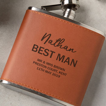 Personalised Best Man Hip Flask Gift Set, 8 of 9