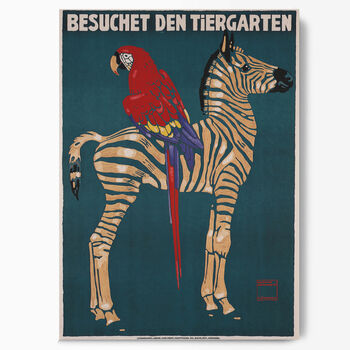 Vintage Reissue Munich Zoo Zebra, Canvas Art, 3 of 3