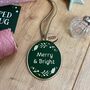 Merry And Bright Enamel Christmas Tree Decoration, thumbnail 7 of 8