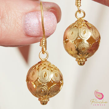 Gold And Silver Ball Boho Filigree Drop Earrings, 2 of 9