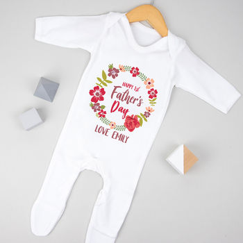 Personalised First Father's Day Floral Babygrow, 6 of 11