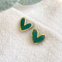 Forest Green Polymer Clay Heart Studs, thumbnail 1 of 5
