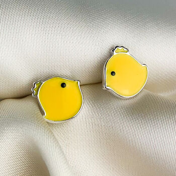 Sterling Silver Yellow Chick Stud Earrings, 4 of 6