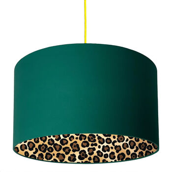 Leopard Print Lampshades In Hunter Green Cotton, 2 of 10