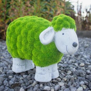 Sheep Garden Ornament Large Moss Stone Grass Effect, 7 of 8