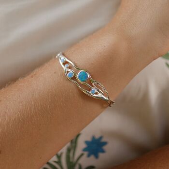 Organic Blue Fire Opal Silver Bracelet, 2 of 10