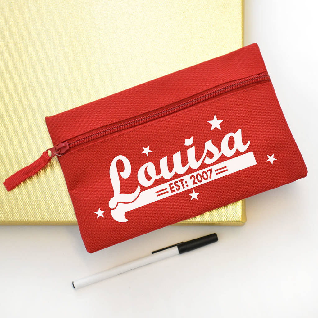 Personalised Red Retro Pencil Case By A Type Of Design