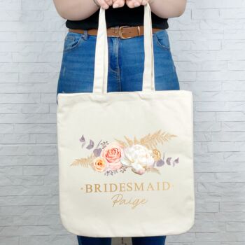Bridal Party Pampas Personalised Wedding Tote Bag, 3 of 6