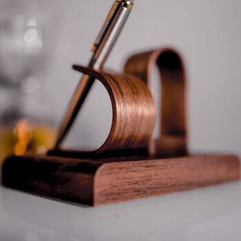 Luxury Walnut Single Watch Stand With Pen Holder, 5 of 7