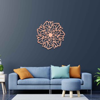 Circular Plywood Mandala Flower Design Handmade In The UK, 6 of 10