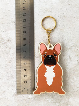 French Bulldog Wooden Keyring With Optional Christmas Card, 7 of 9