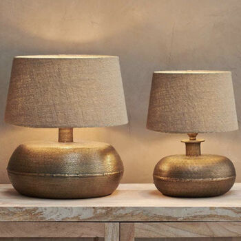 Antique Brass Hammered Lamp Base, 2 of 7