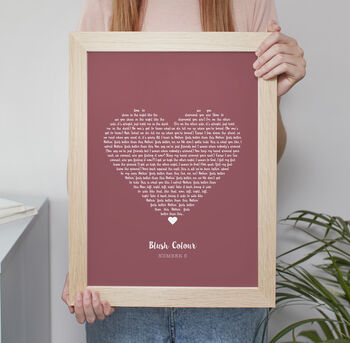 Favourite Lyrics Love Heart Personalised Print, 7 of 10