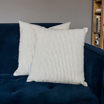Luxury Ticking Stripe / Pinstripe 100% Cotton Cushion, 3 of 4