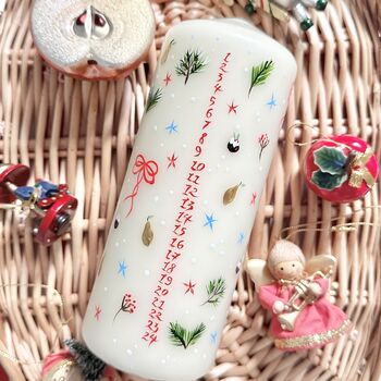 Hand Painted Christmas Advent Pillar Candle, 4 of 5